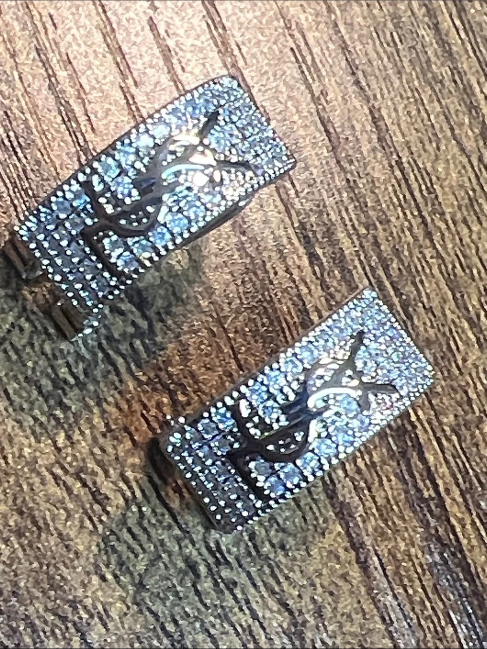 Silver Crystal Rectangular Clip-On Earrings - Sparkling Silver Tone